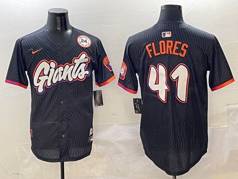 Men San Francisco Giants #41 Flores Black Joint Name Nike 2025 MLB Jersey style 7